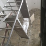 Trockeneisreinigung an einer Bruchsteinwand 2